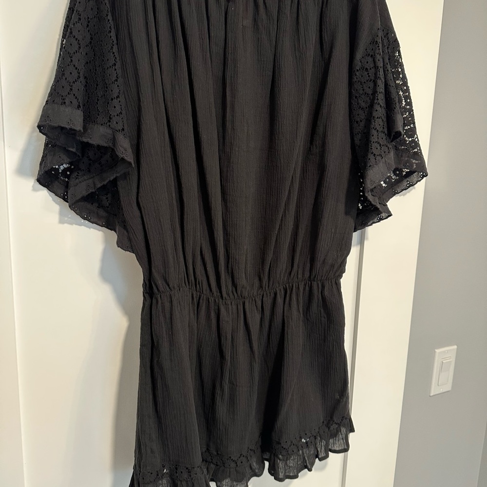 Victoria Secret Black Cotton Coverup with Elastic Cinch Waste NWOT size M - Picture 2 of 6